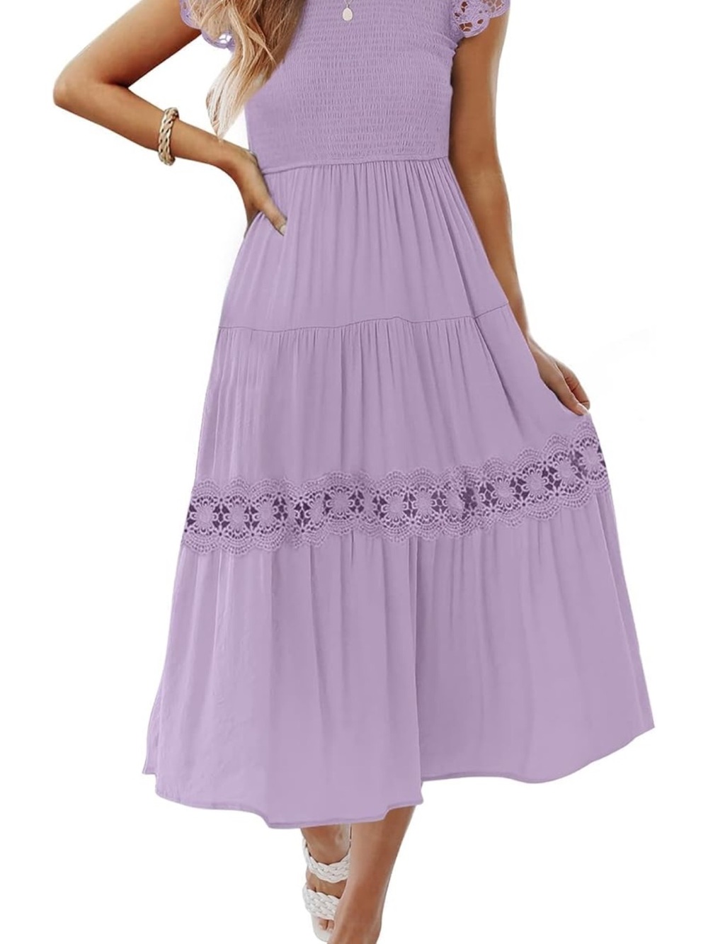 Lavender Lace-Trim Maxi Skirt - Women